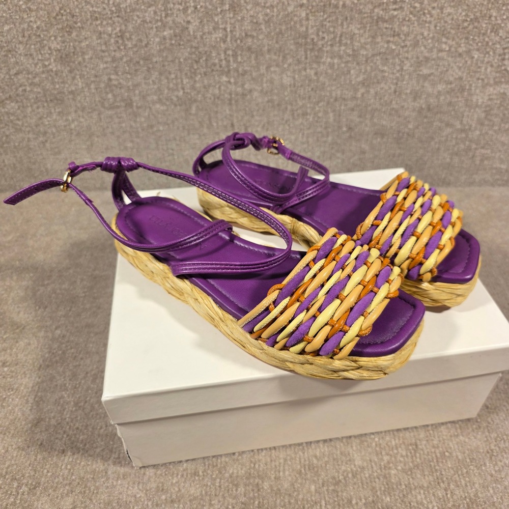 Ulla Johnson Purple Woven Raffia Platform Sandals Size 40 New In Box